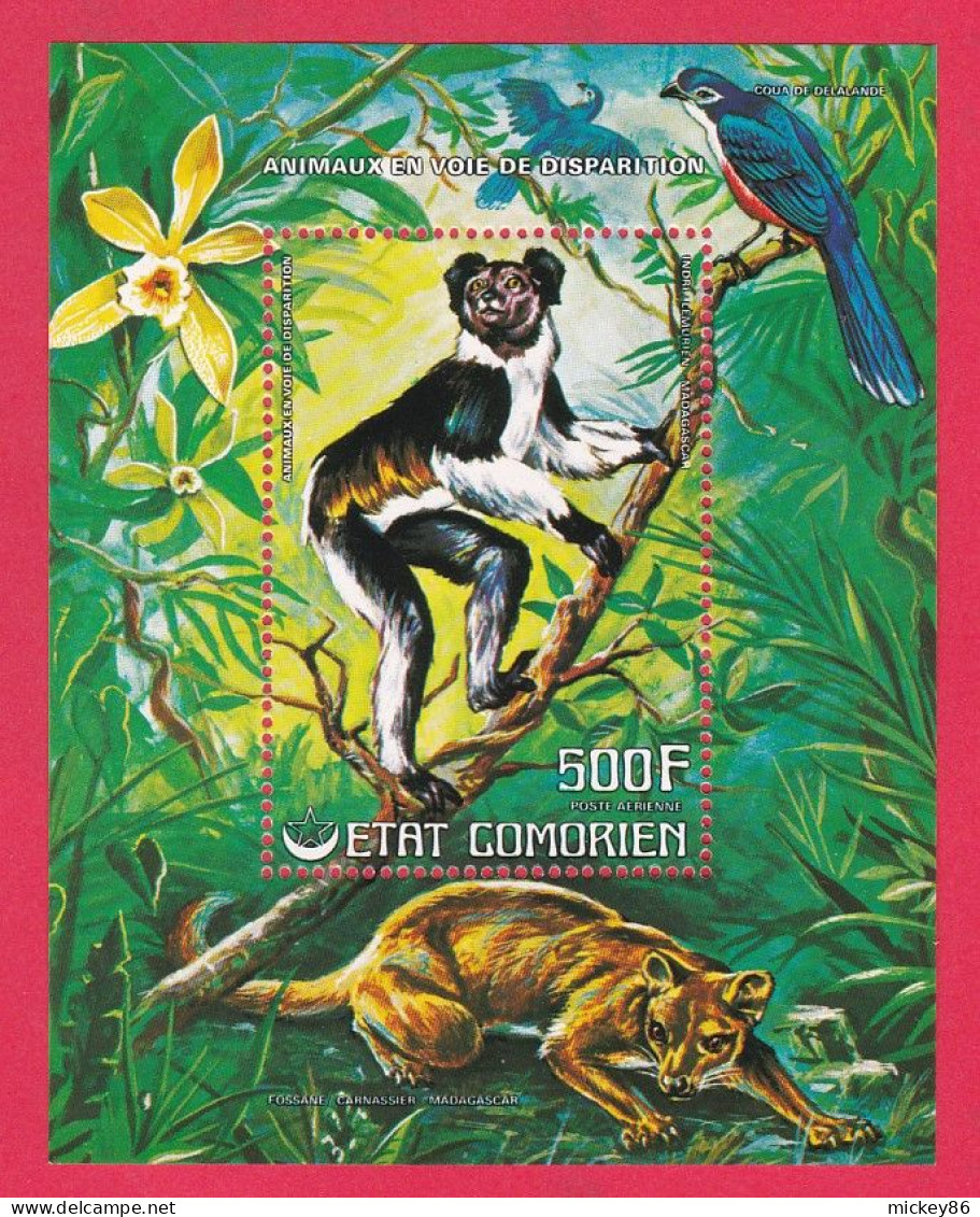 Comores ---  Feuillet  NEUF " Animaux En Voie De Disparition"   500F  --  ETAT COMORIEN -- - Comoren (1975-...)