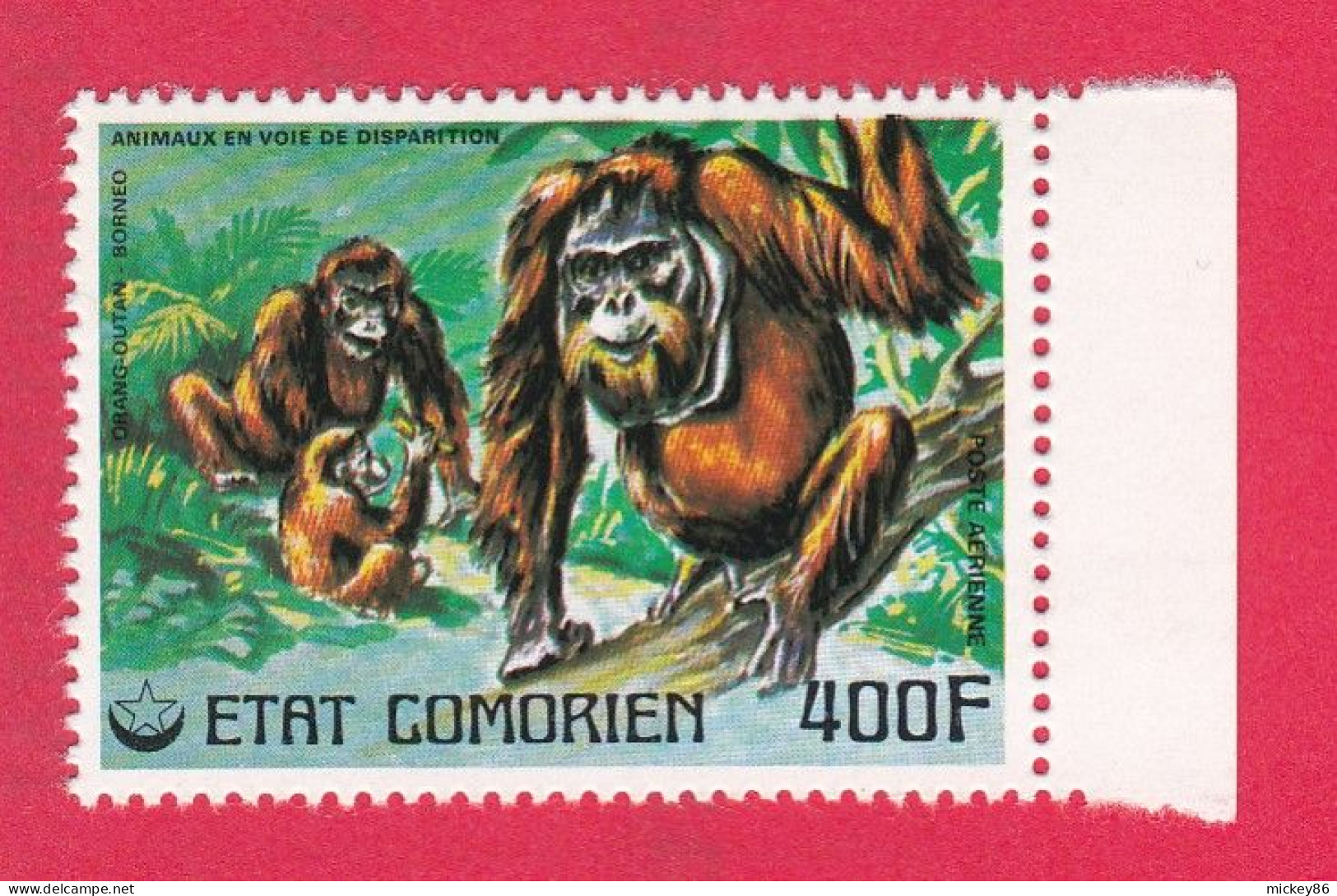 Comores ---   Animaux   400F  (  Orang-outan ) --  ETAT COMORIEN -- - Comoros