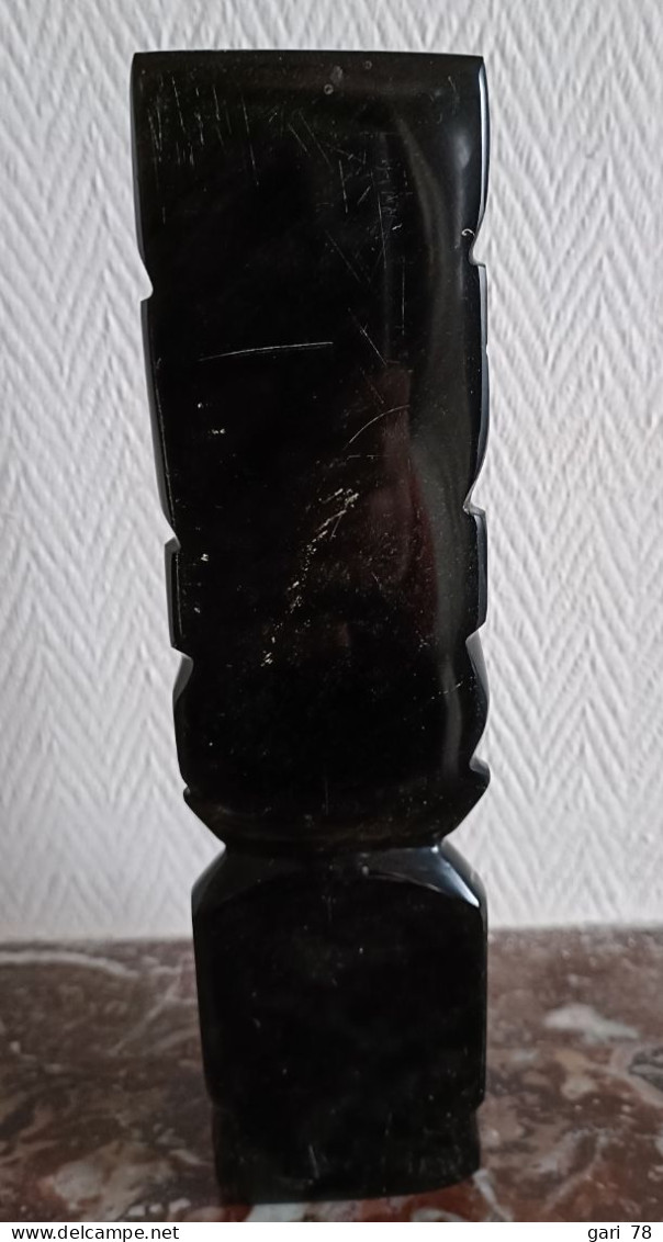 STATUE SCULPTURE en obsidienne DIVINITE AZTEQUE MEXIQUE MAYA INCA - Hauteur 21.5 cm