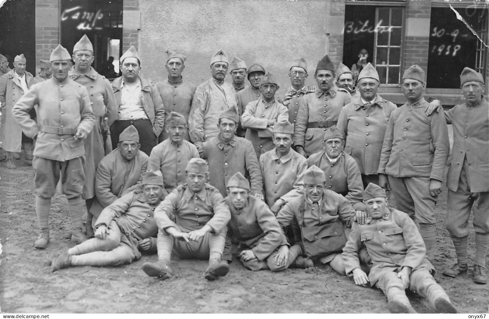 Carte Photo Militaire Français Camp De BITSCH-BITCHE-57-Moselle-Soldats En 1938 - Bitche