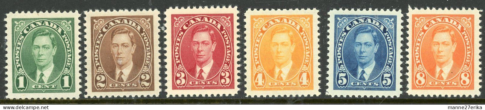 MNHCanada-1937-  "King George VI" - Unused Stamps