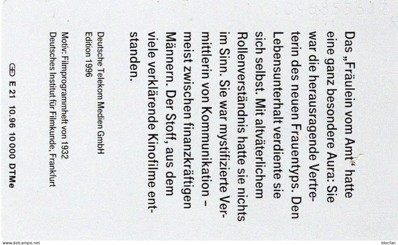 Telegrafen-Amt TK E21/1996 10.000 Expl.** 30€ Edition 6 Vermittlung In Berlin TC History Communication Phonecard Germany - E-Series : Edición Del Correo Alemán