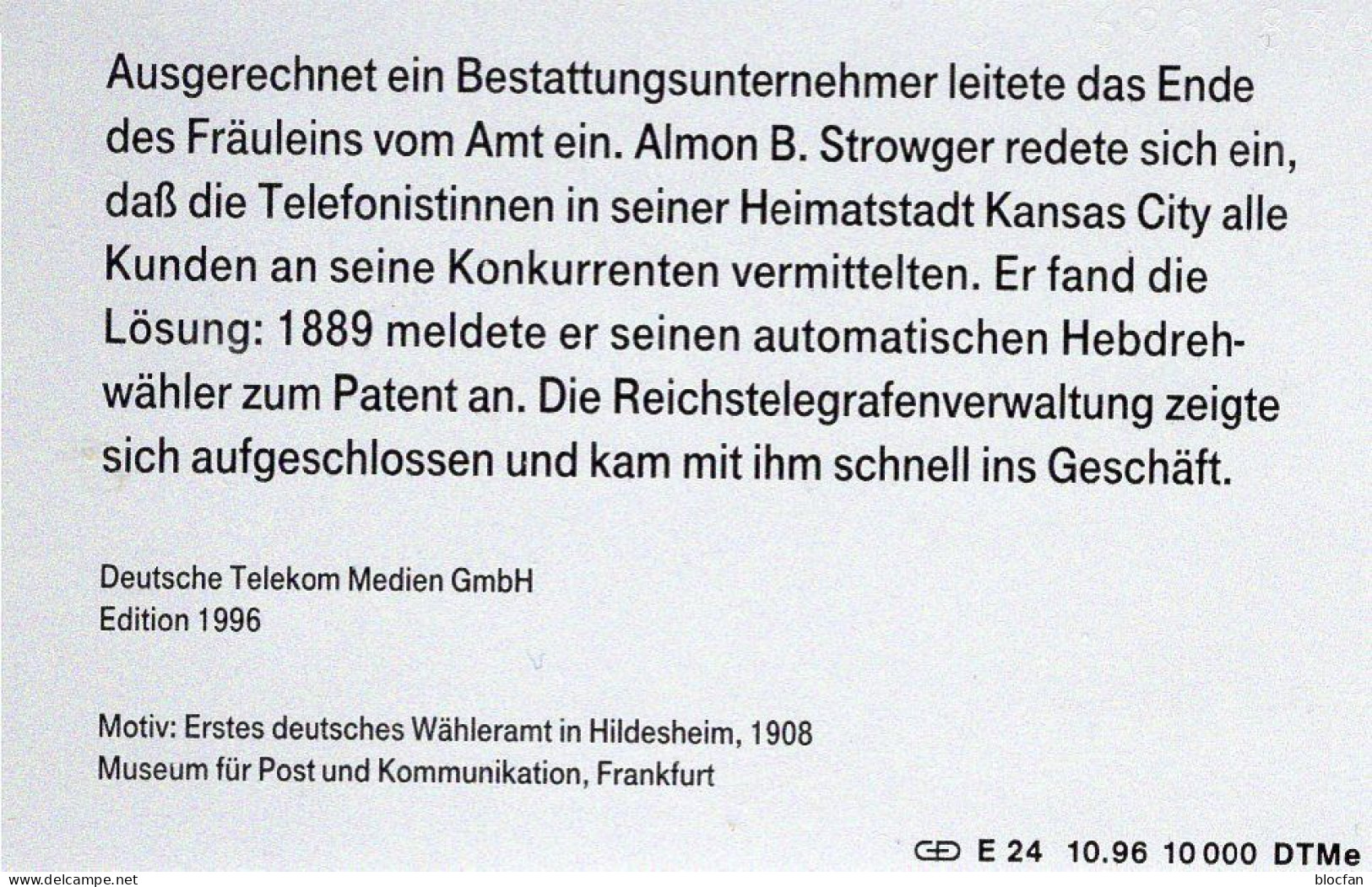 Amt-Vermittlungen TK E24/1996 10.000 Expl.** 30€ Edition 6 Fraülein Vom Amt TC History Communication Phonecard Germany - E-Series: Editionsausgabe Der Dt. Postreklame