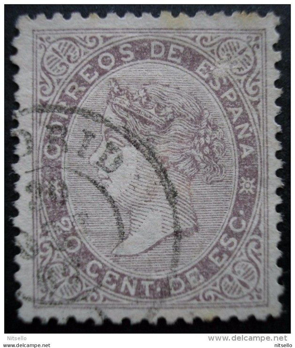 LOTE 1809  ///  (C200) ESPAÑA 1867. Isabel II. 20 C. De Escudo Lila. Fechador. Edifil 92    CATALOG/COTE: 19,50 €. - Gebruikt