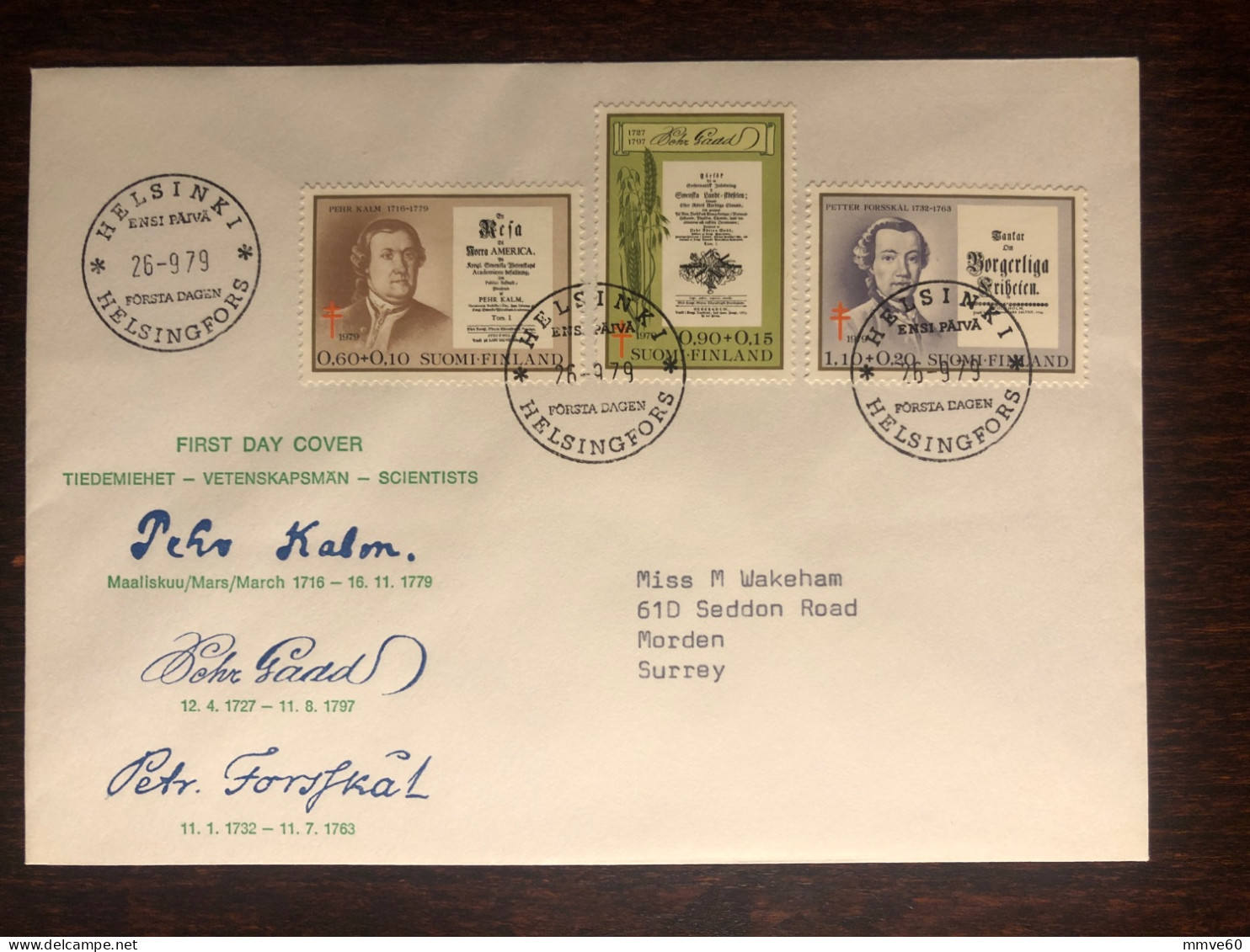 FINLAND FDC TRAVELLED COVER TO ENGLAND 1979 YEAR  TUBERCULOSIS TBC HEALTH MEDICINE - Covers & Documents