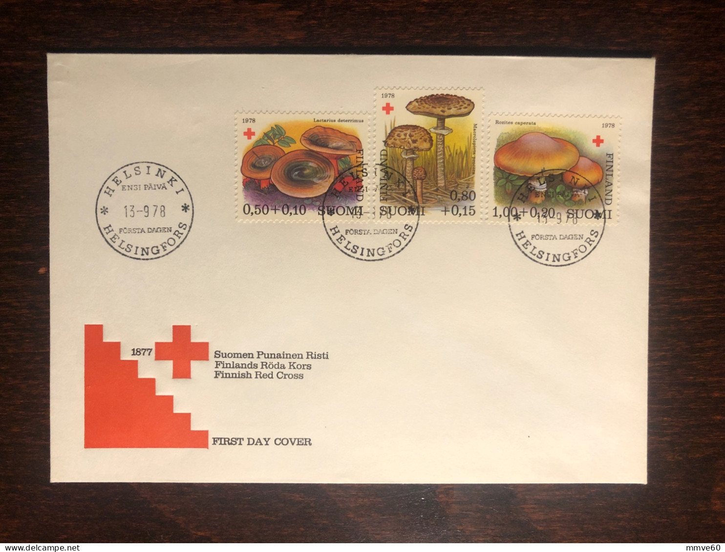 FINLAND FDC 1978 YEAR  RED CROSS MUSHROOMS HEALTH MEDICINE - Lettres & Documents