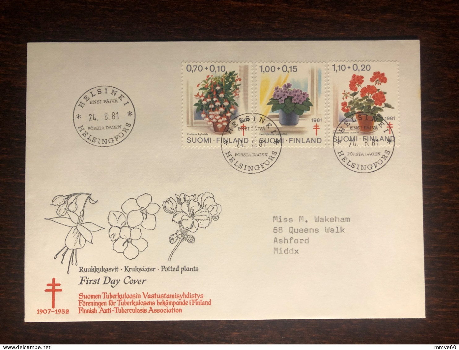 FINLAND FDC 1981 YEAR  TUBERCULOSIS TBC MEDICINAL PLANTS HERBS HEALTH MEDICINE - Lettres & Documents