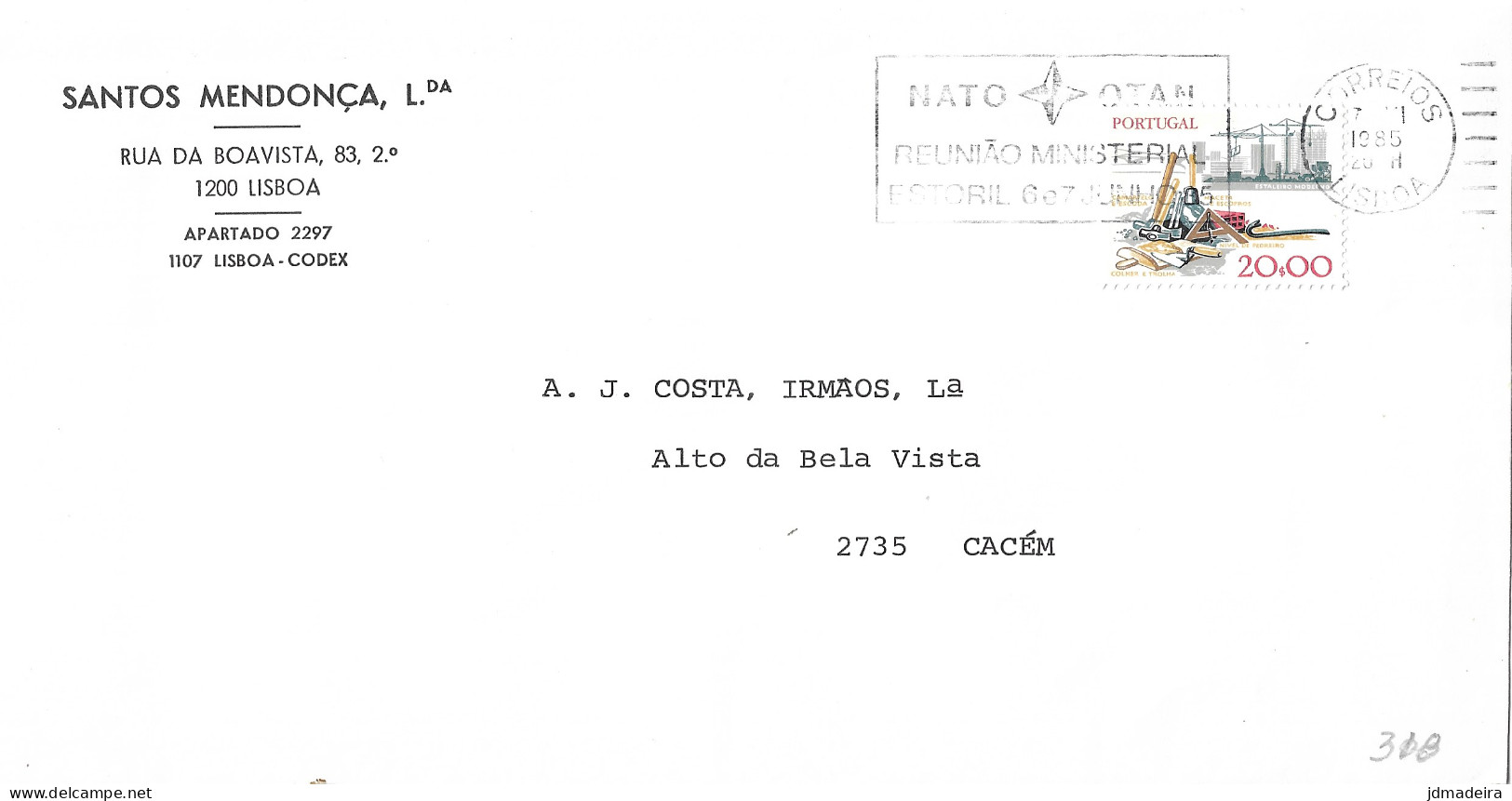 Portugal Cover NATO OTAN Slogan Cancel - Lettres & Documents