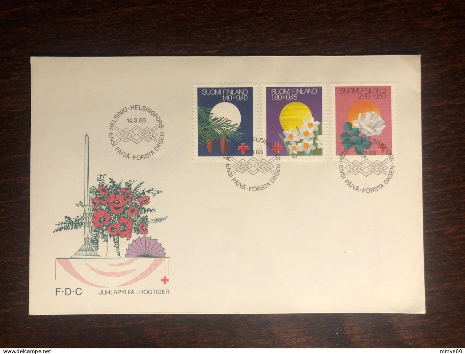 FINLAND FDC 1988 YEAR  RED CROSS HEALTH MEDICINE - Lettres & Documents