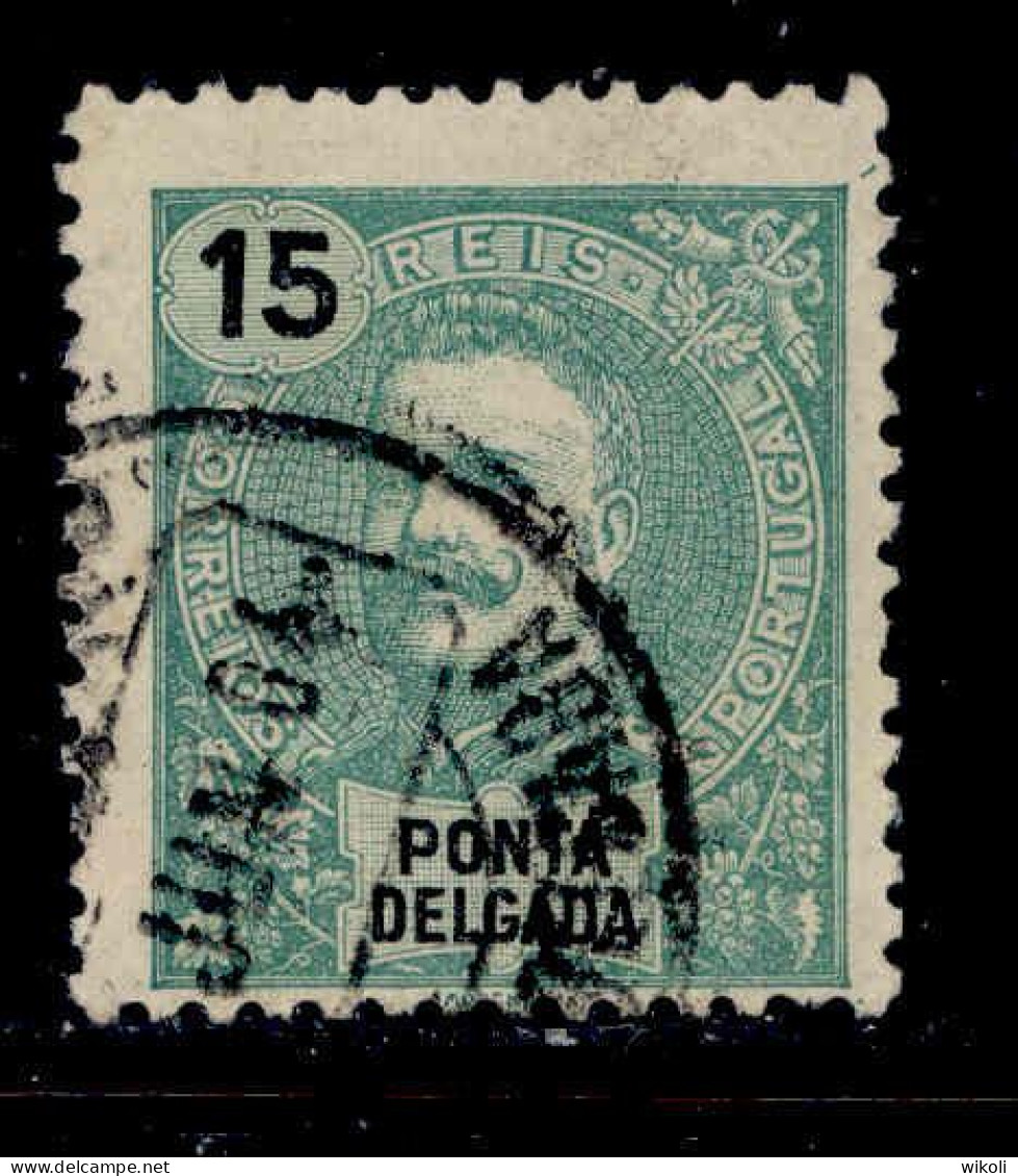 ! ! Ponta Delgada - 1898 D. Carlos 15 R - Af. 27 - Used (ca 041) - Ponta Delgada