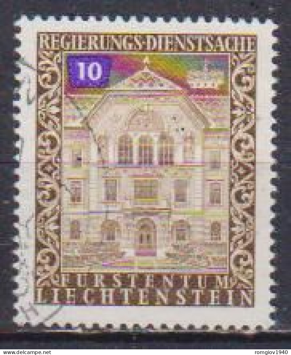 LIECHTENSTEIN 1976  SERVIZIO  PALAZZO DEL GOVERNO A VADUZ  UNIF. 57  USATO VF - Dienstmarken