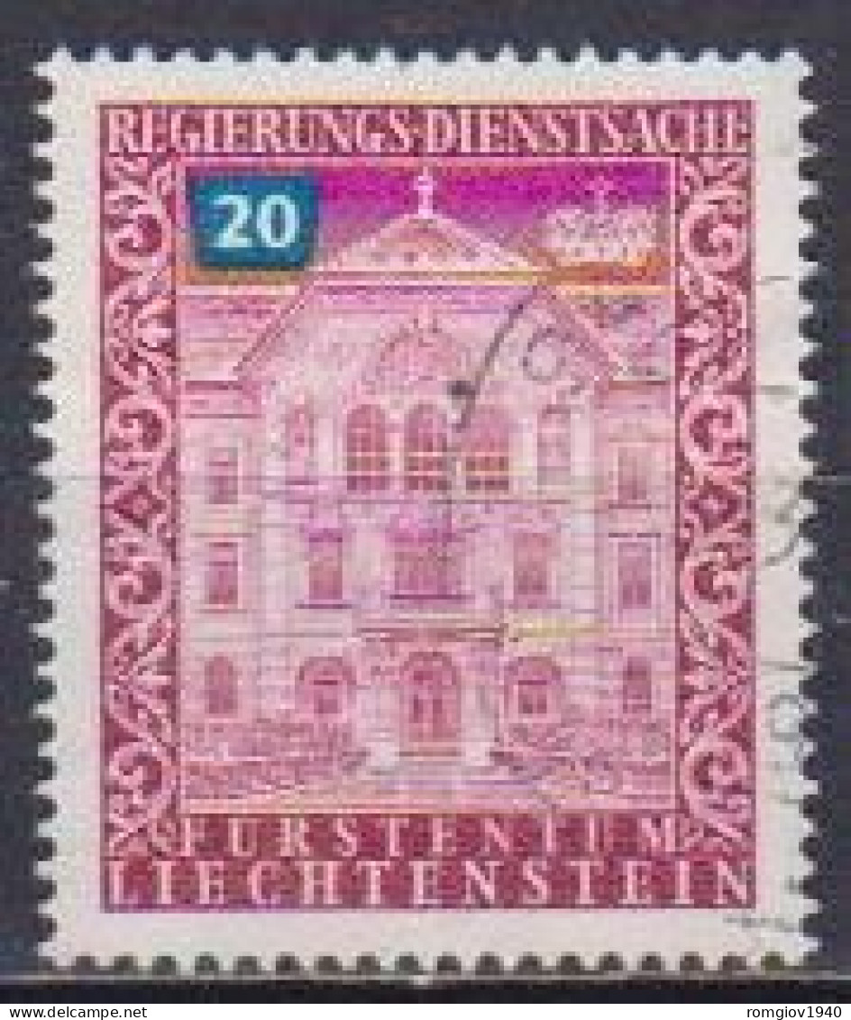 LIECHTENSTEIN 1976  SERVIZIO  PALAZZO DEL GOVERNO A VADUZ  UNIF. 58  USATO VF - Dienstzegels