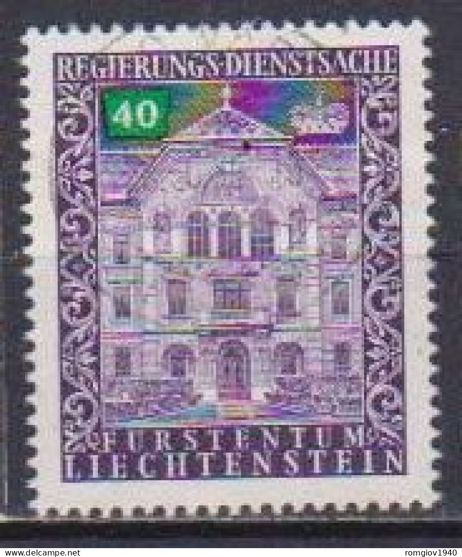 LIECHTENSTEIN 1976  SERVIZIO  PALAZZO DEL GOVERNO A VADUZ  UNIF.60  USATO VF - Official