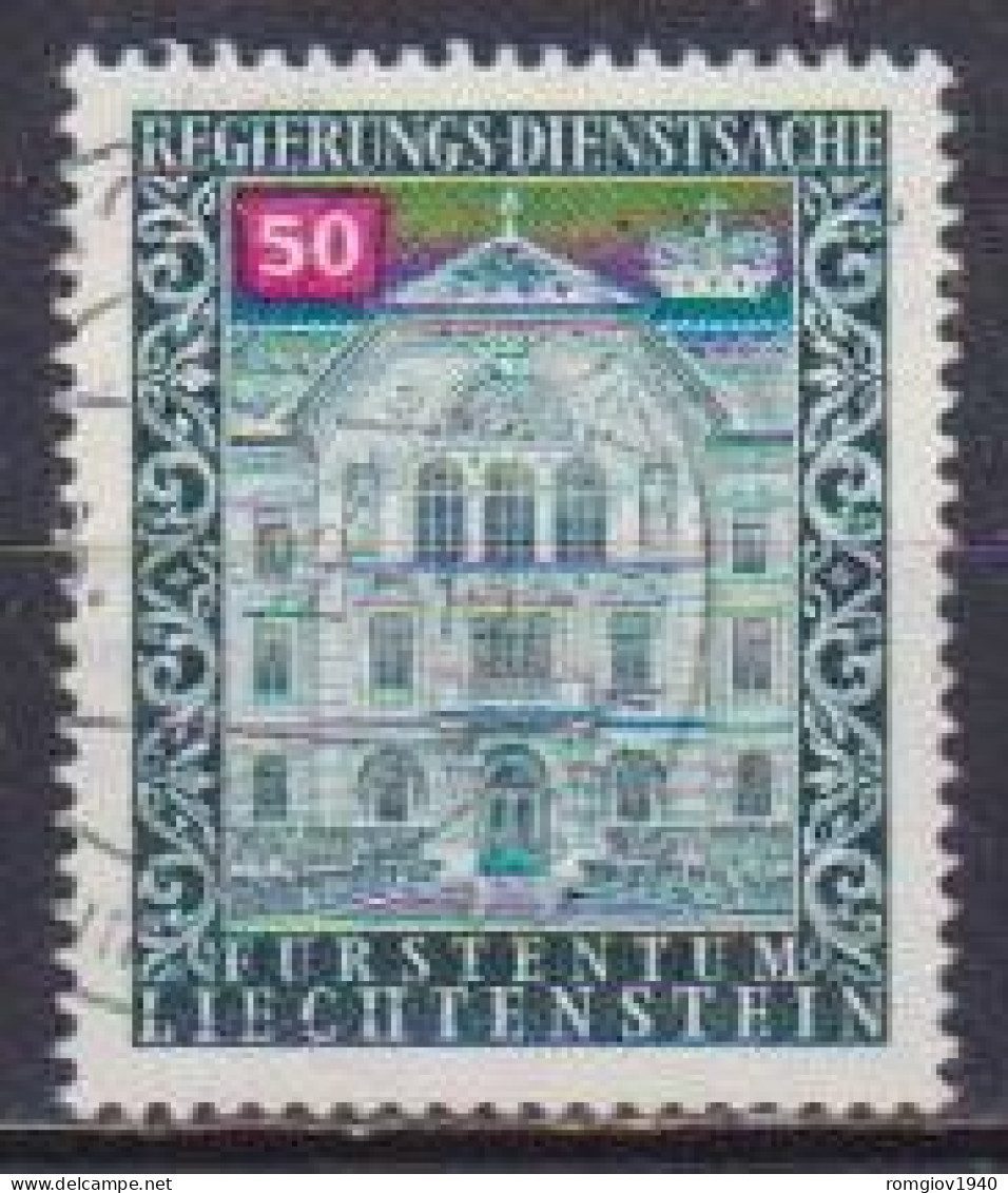 LIECHTENSTEIN 1976  SERVIZIO  PALAZZO DEL GOVERNO A VADUZ  UNIF.61  USATO VF - Dienstmarken