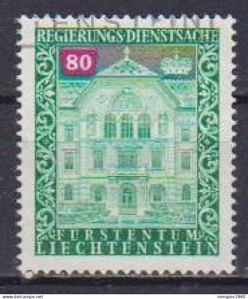 LIECHTENSTEIN 1976  SERVIZIO  PALAZZO DEL GOVERNO A VADUZ  UNIF.63  USATO VF - Service