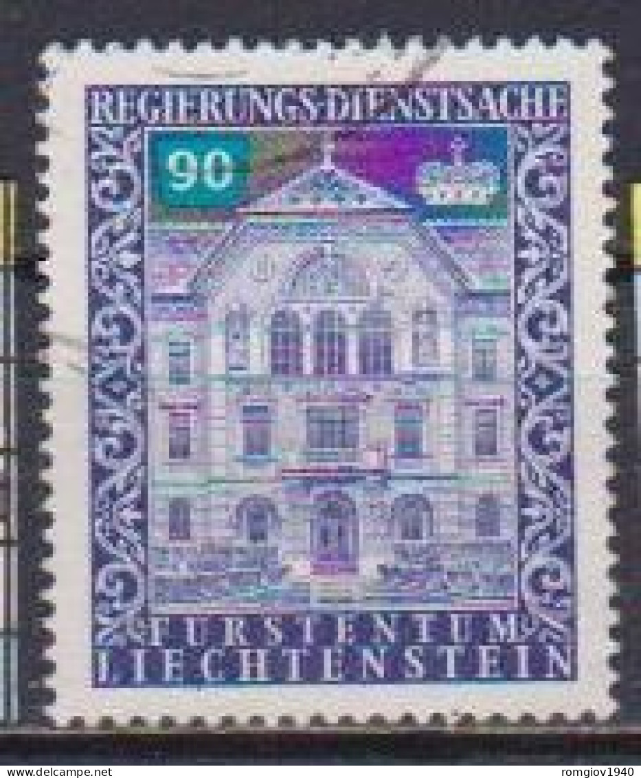 LIECHTENSTEIN 1976  SERVIZIO  PALAZZO DEL GOVERNO A VADUZ  UNIF.64  USATO VF - Dienstzegels