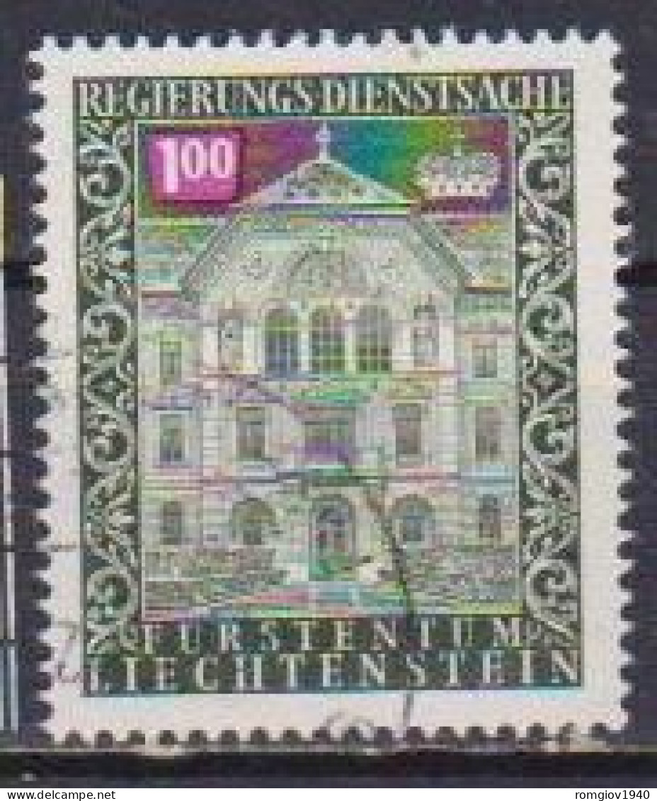 LIECHTENSTEIN 1976  SERVIZIO  PALAZZO DEL GOVERNO A VADUZ  UNIF.65  USATO VF - Service