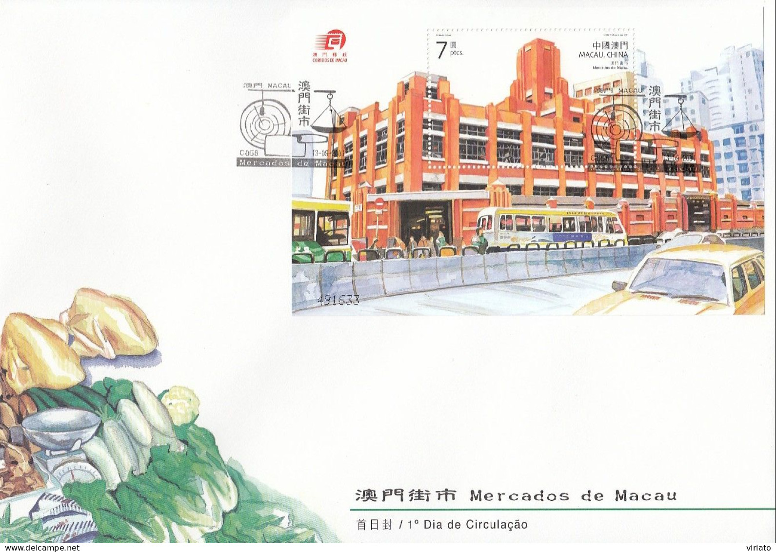 ENB022 - Mercados De Macau - 13.09.2001 - FDC