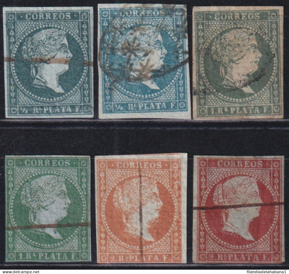 1855-317 CUBA ANTILLES SPAIN PUERTO RICO 1855 COMPLETE SET DIFFERENT COLOR.  - Prephilately