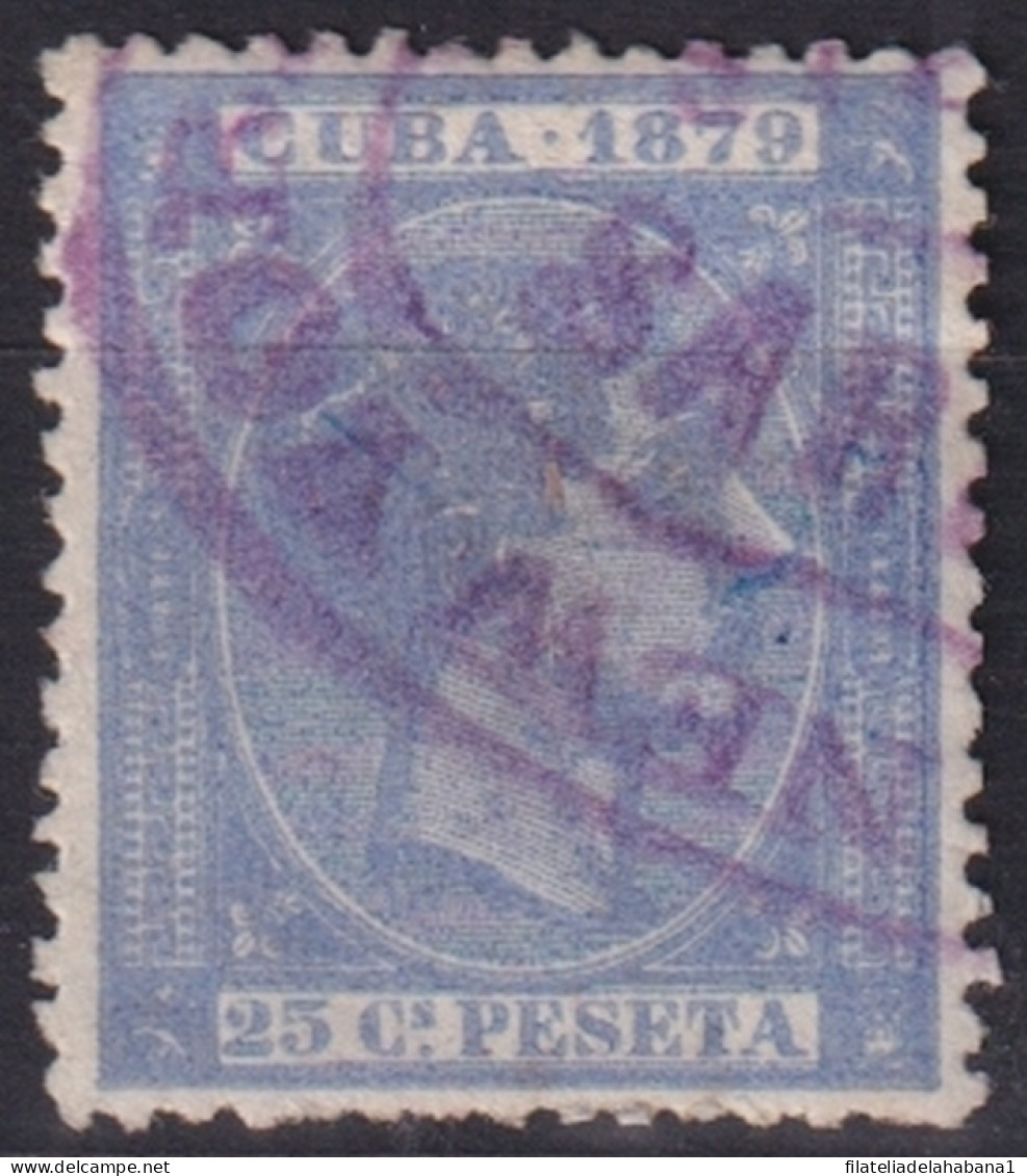 1879-217 CUBA ANTILLES SPAIN 1879 ALFONSO XII 25c SARATOGA STEMSHIP CANCEL.  - Préphilatélie