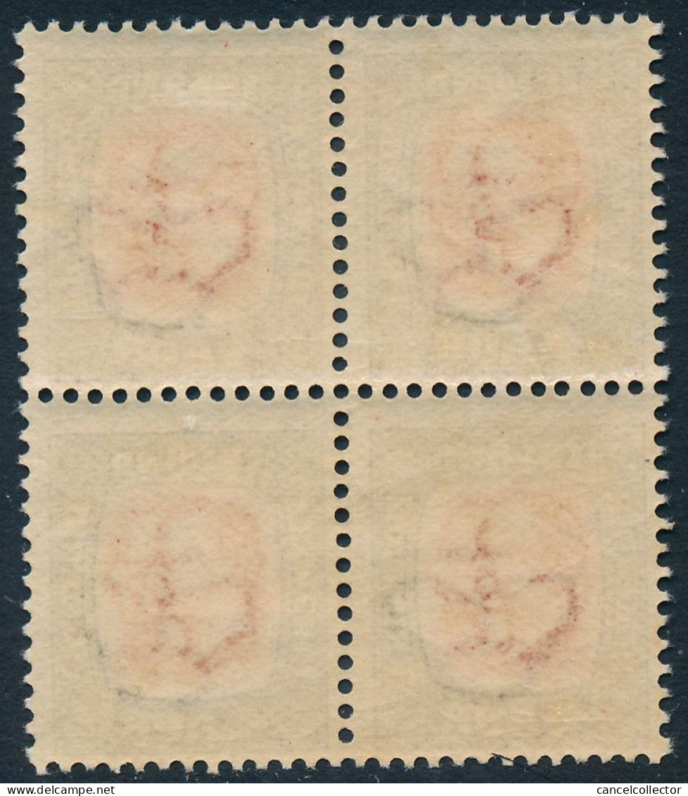 Iceland Islande Island 1907: 4 Aur Grey/red Double Heads, Fine Mint NH Block/4, Facit 78 (DCIS00011) - Ongebruikt