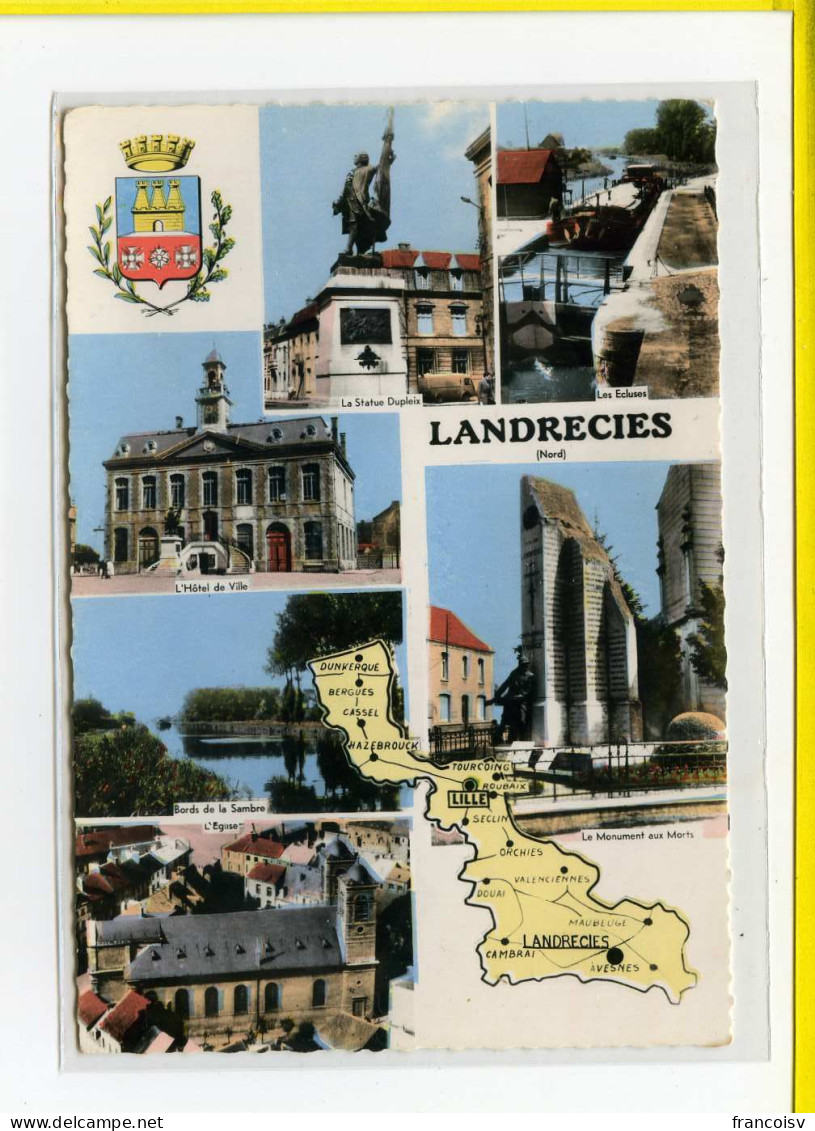 Landrecies Multivues Blason. Edit Cim N°6C  Postée 1966 CPSM  - Landrecies