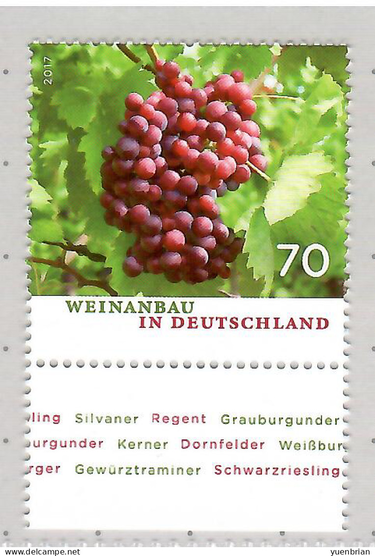 Germany 2017, Fruit, Fruits, Grapes, 1v, MNH** - Vins & Alcools