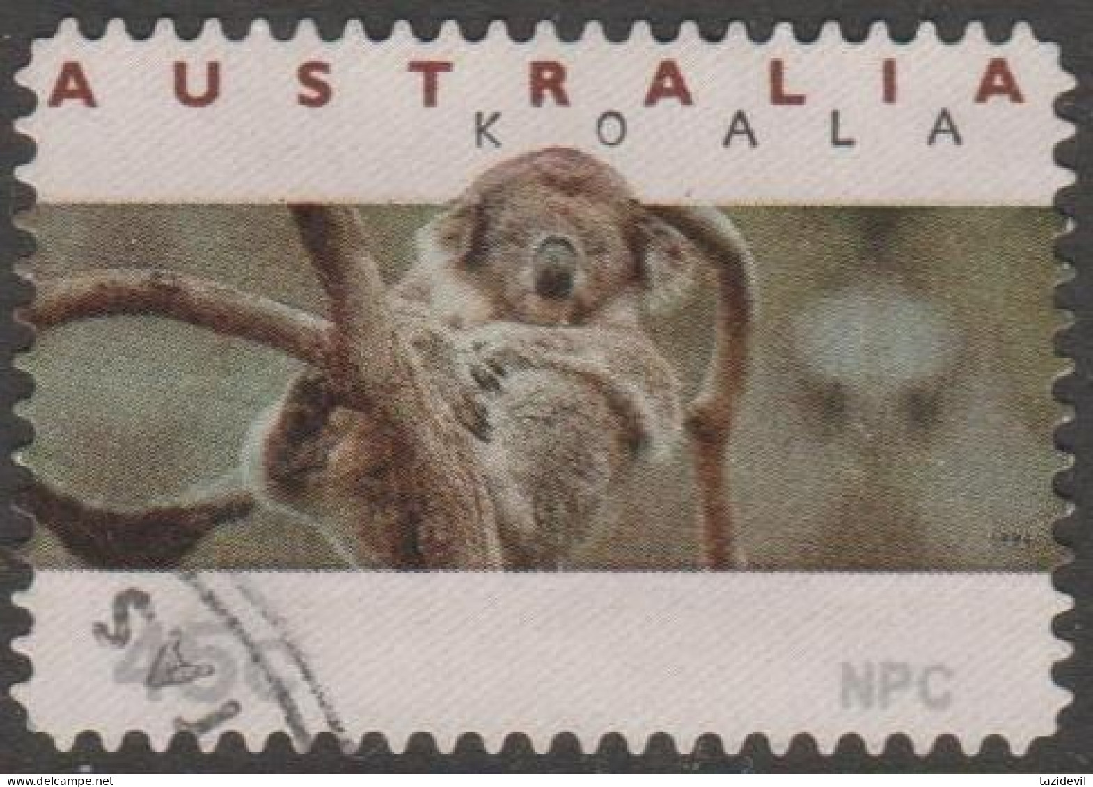 AUSTRALIA - DIE-CUT-USED 1994 45c Counter Printed Label "NPC" - Koala In A Tree - Gebraucht