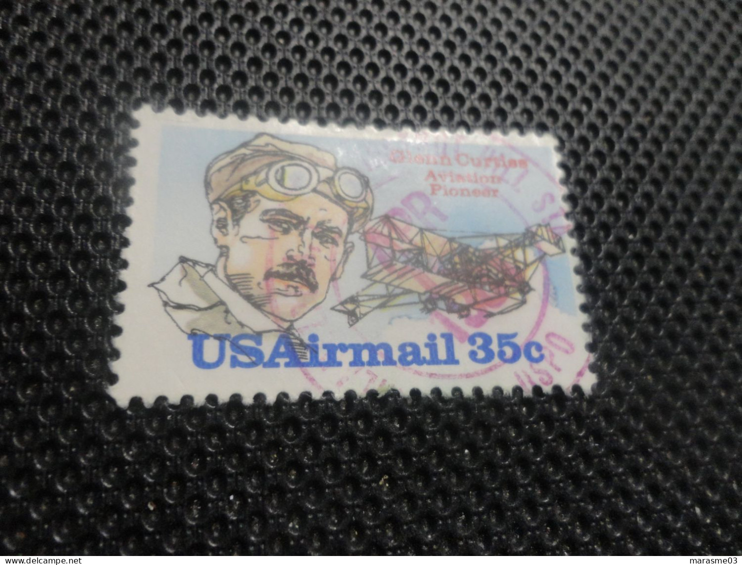 TIMBRE : U.S. 1980 AIR MAIL Glenn Curtiss 35c Stamp Sc#C100 FREE2Ship W/Tracking! (S1744) - Used Stamps