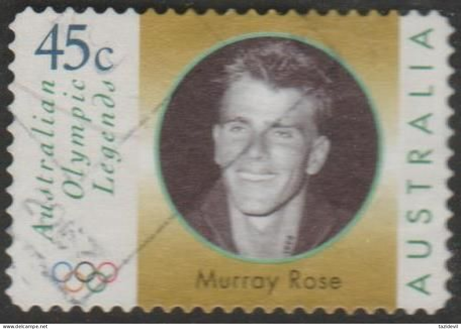 AUSTRALIA - DIE-CUT-USED 1998 45c Olympic Games Gold Medal Winners - Murray Rose - Face - Gebraucht