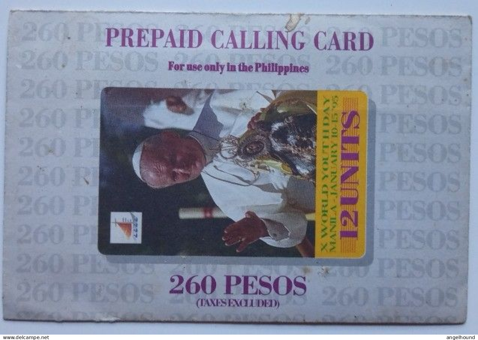 Philippines PLDT /  Telecom Italia  12 Units MINT Prepaid -  Pope John Paul II , World Youth Day - Philippines