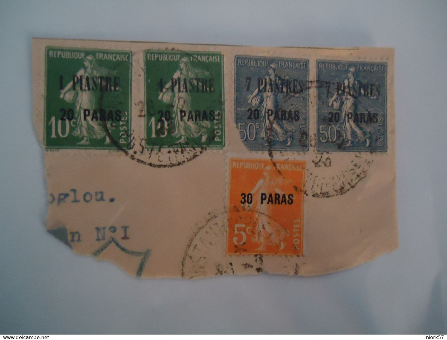 FRANCE  LEVANT I N TURKEY OVERPRINT 5 STAMPS   WITH POSTMARK CONSTANTINOPLE  1923 - Oblitérés