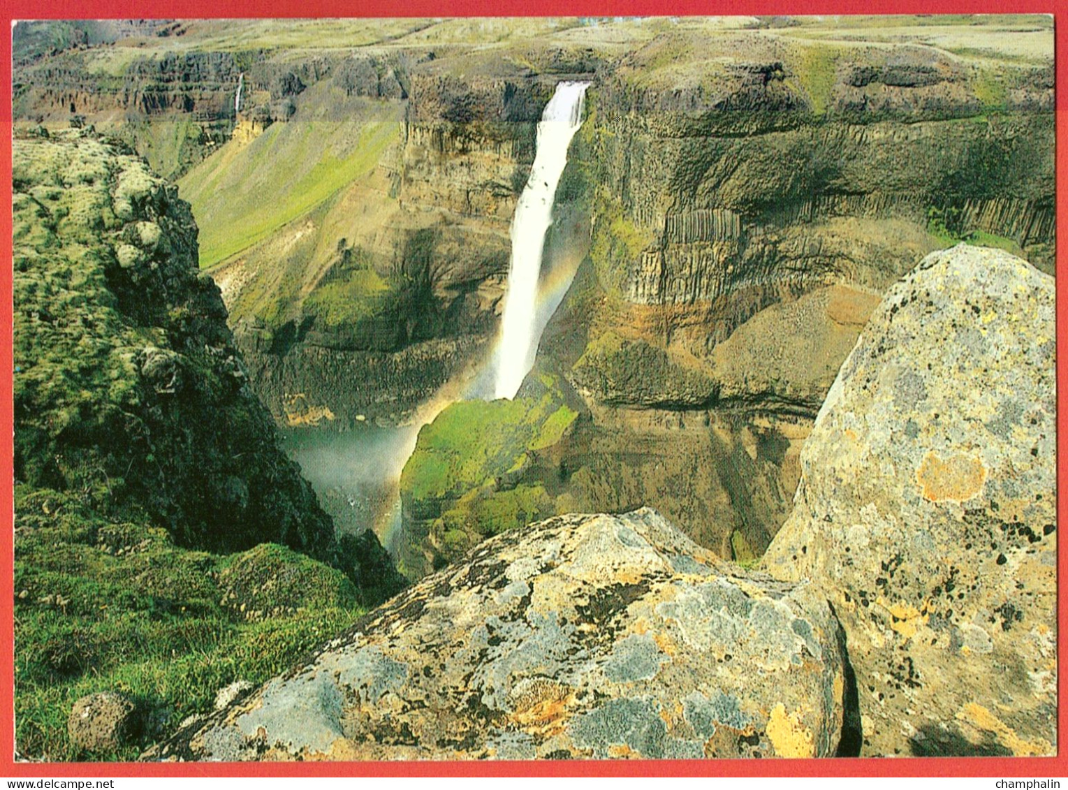 Haifoss 122m Har I Fossa, Fossardal - Haifoss The High Waterfall Is 122m High - Islande