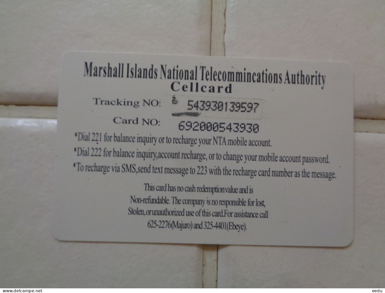 Marshall Islands Phonecard - Marshall Islands