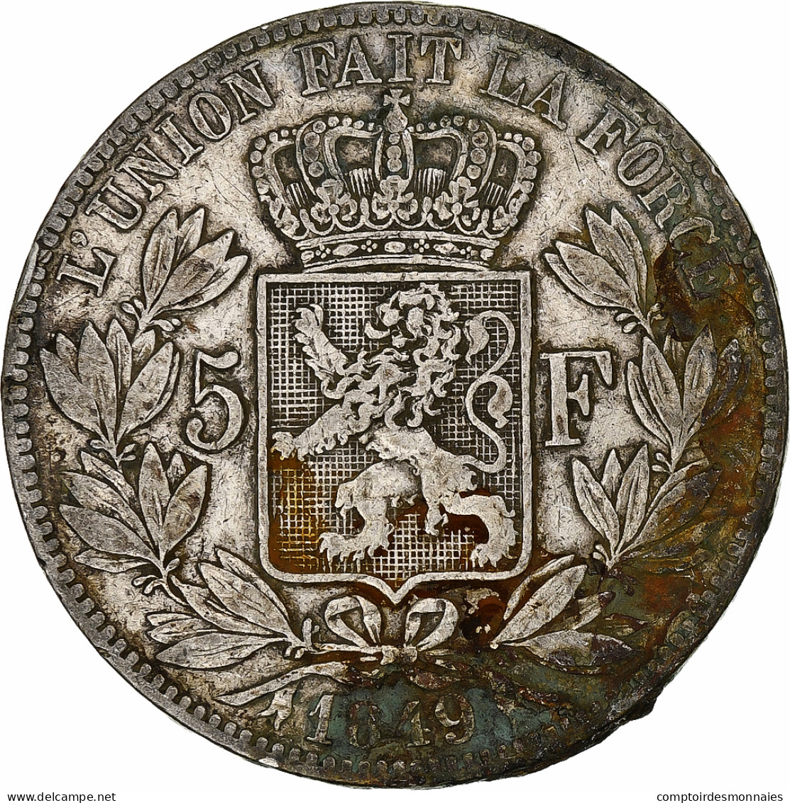 Belgique, Leopold I, 5 Francs, 5 Frank, 1849, Bruxelles, Argent, TB, KM:17 - 5 Frank