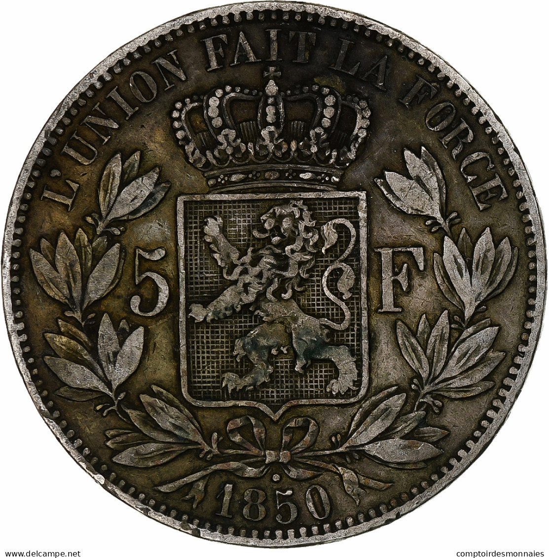 Belgique, Leopold I, 5 Francs, 5 Frank, 1850, Avec Point, Argent, TB, KM:17 - 5 Francs