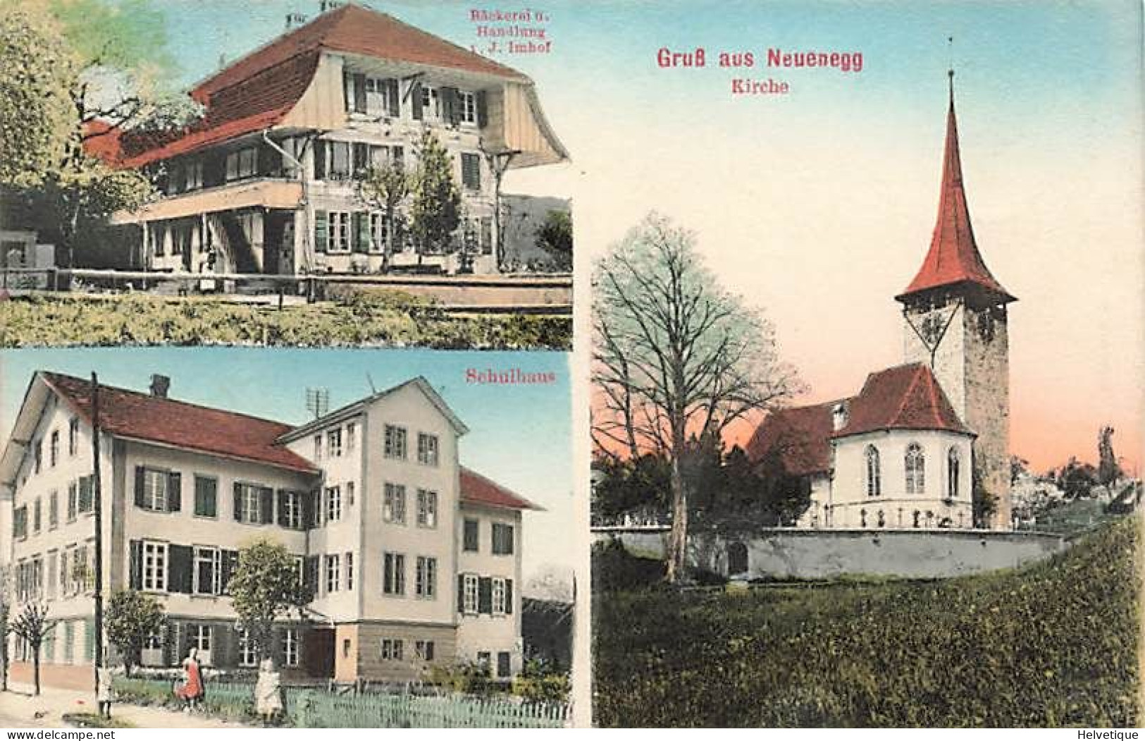 Gruss Aus Neuenegg Kirche Bächerei Schulhaus - Neuenegg