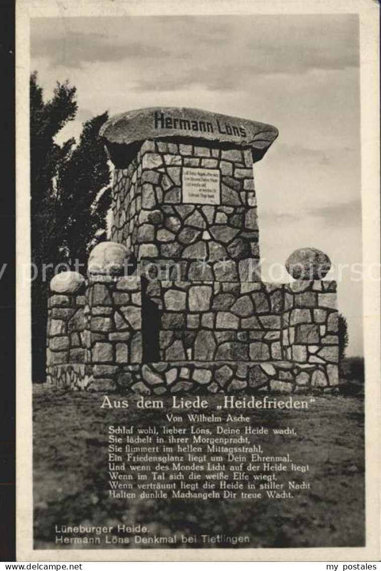 42174791 Tietlingen Hermann Loens Denkmal Lied Heidefrieden Wilhelm Asche Bahnpo - Fallingbostel