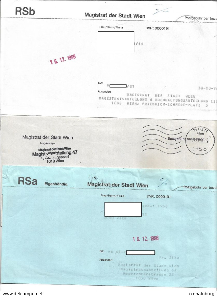 0194b: Lot Von 5 Amts-, Magistrats-, Behördenbriefen, Gericht Etc. Österreich - Variétés & Curiosités