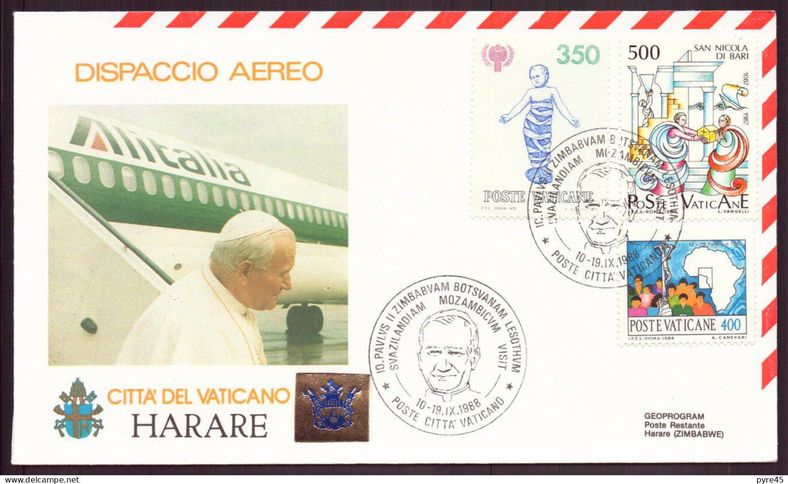 VATICAN 1988 10 PAULUS II ZIMBABVAM BOTSVANAM LESOTHVM - Briefe U. Dokumente