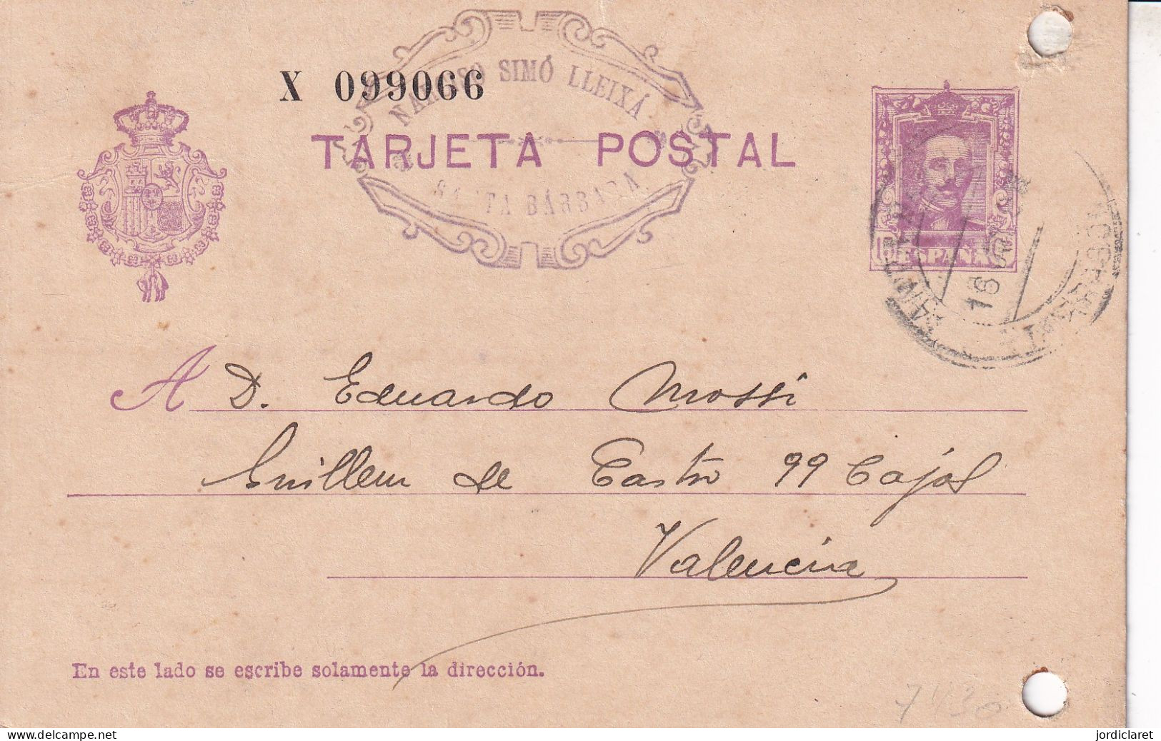 E.POSTAL   1929  SANTA BARBARA   TARRAGONA - 1850-1931