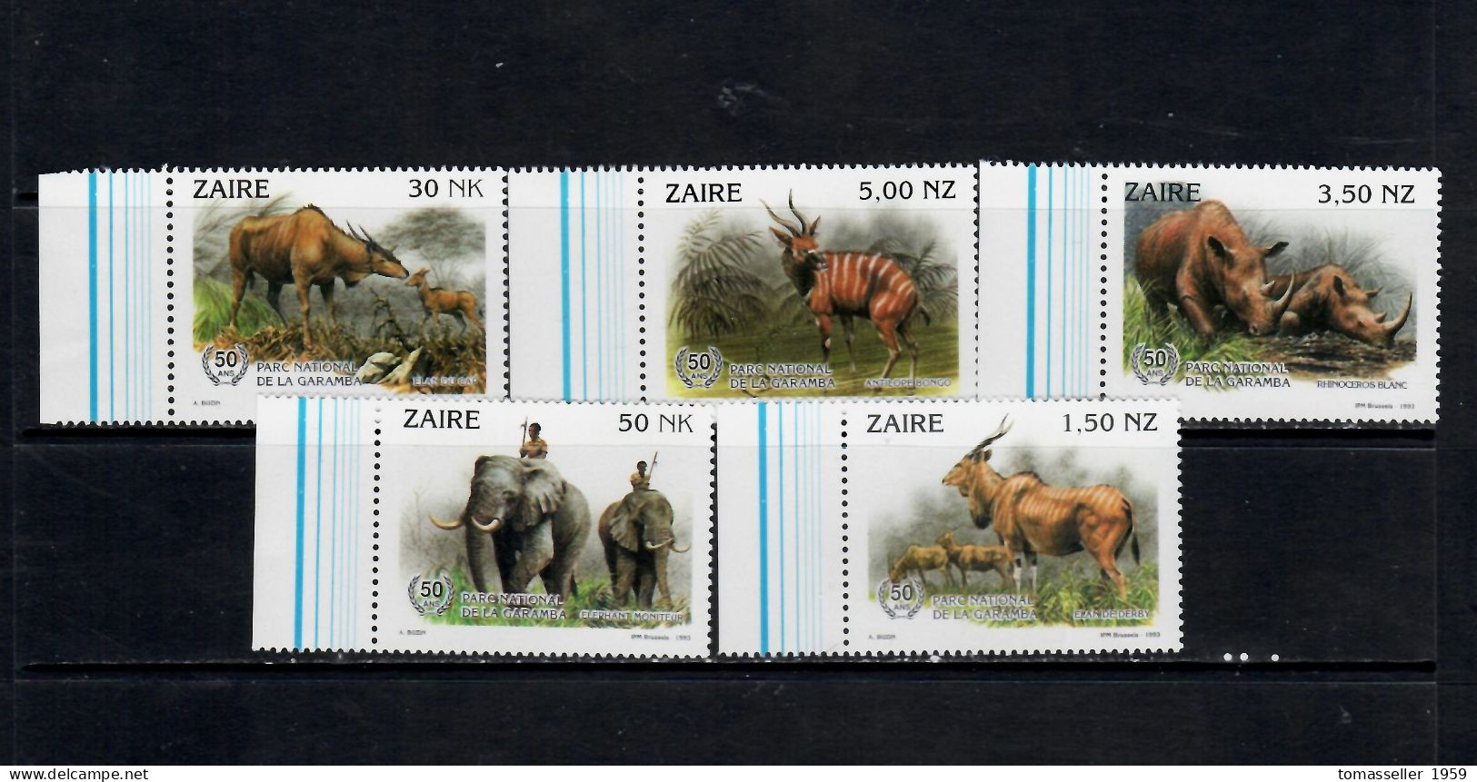 Congo - Kinshasa - Zaire 1993 The 50th Anniversary Of Garamba National Park- 5 V.MNH** - Nuovi