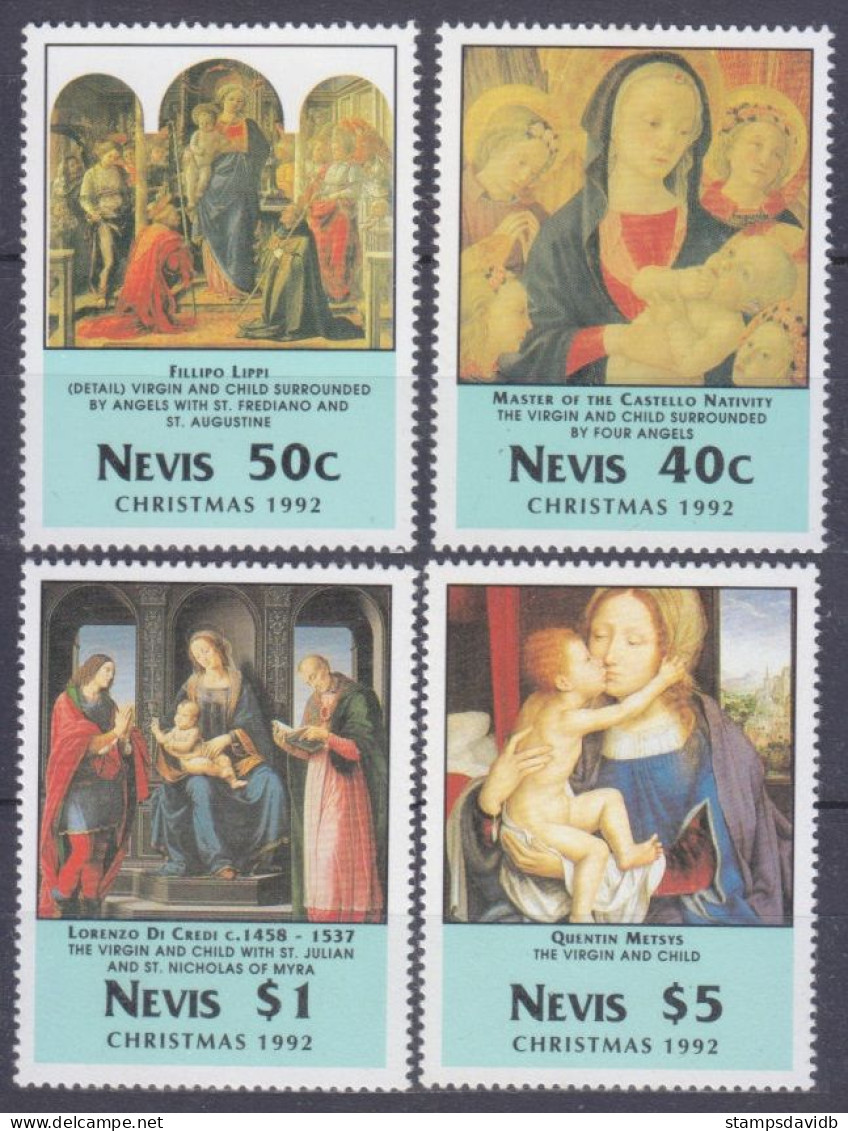 1992 Nevis 700-701,703,705 Painting / Christmas 6,90 € - Madonnen