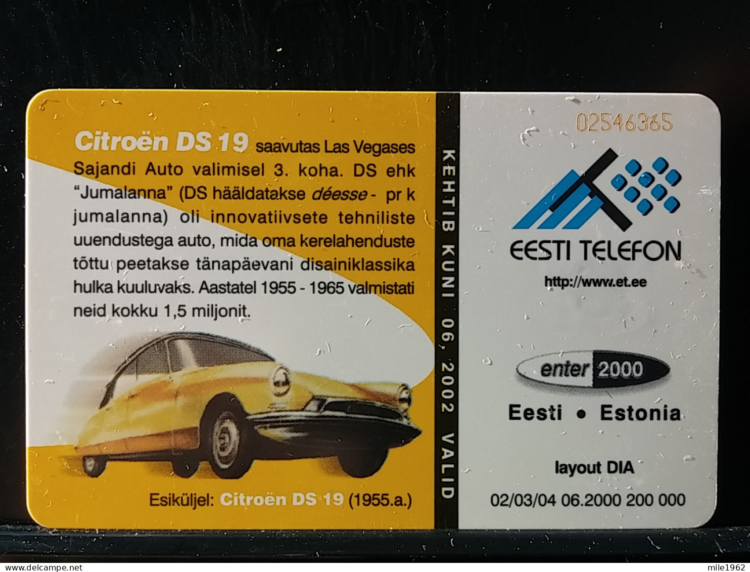 T-266 - ESTONIA, TELECARD, PHONECARD, AUTO CITROEN DS 19 - Estonie