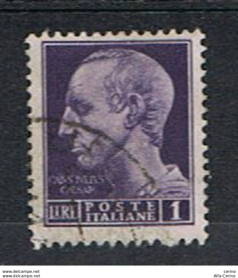 LUOGOTENENZA  VARIETA': 1945/46  EM. DI  NOVARA  -  £. 1  VIOLETTO  US. -  FIL. LETT. 10/10  CENTRALE  RRR -  SASS. 540 - Usados