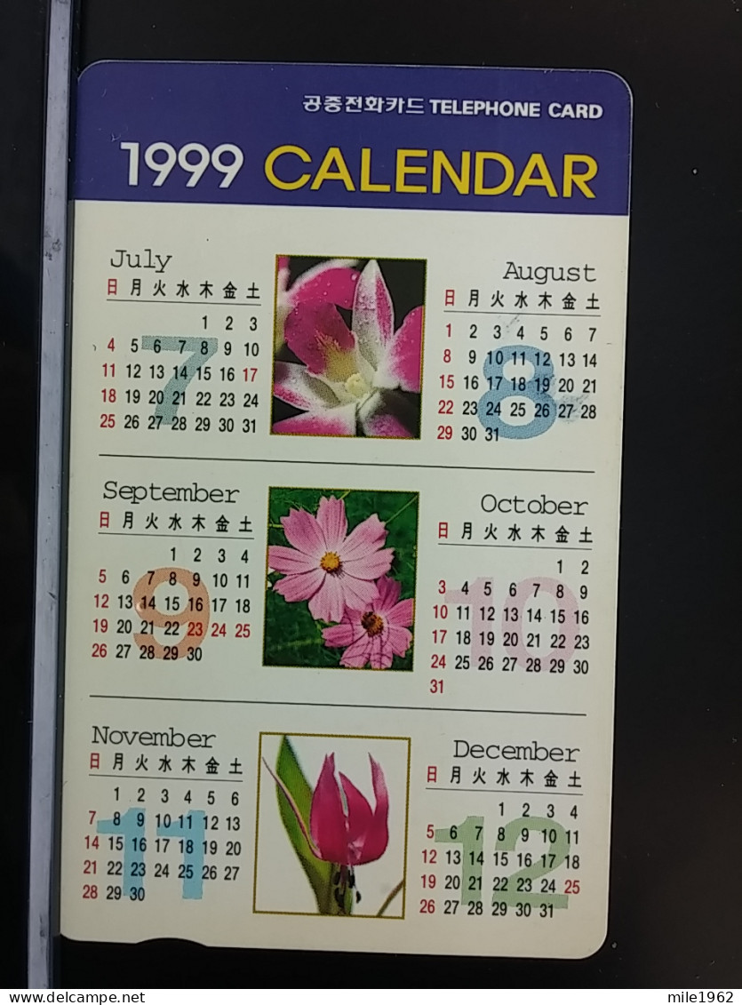 T-278 - KOREA, TELECARD, PHONECARD, FLOWER, FLEUR, CALENDAR - Korea (Zuid)