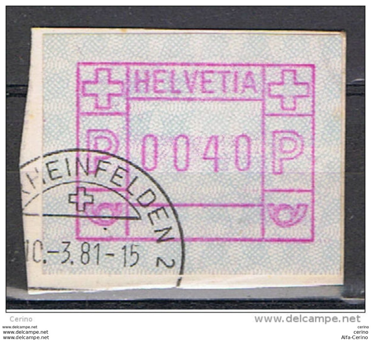 SVIZZERA:  1978  DISTRIBUTORI  -  5 C. /  40 C. ROSA  CARMINIO  SU  FRAMMENTINO  -  YV/TELL. 2 - Automatenzegels