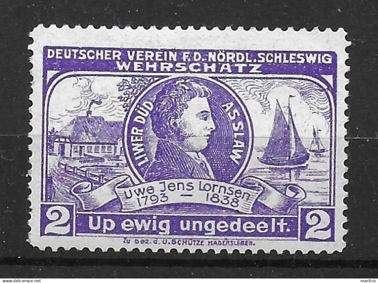 Deutsches Reich Schleswig 1909 Lornsen Wehrschatz Nordmarkverein Spendenmarke Cinderella Vignet Werbemarke Propaganda - Vignettes De Fantaisie