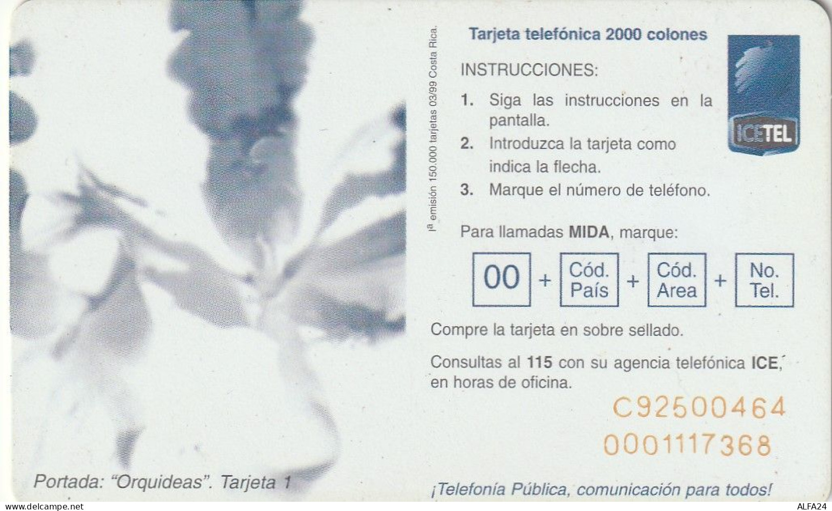PHONE CARD COSTA RICA (E90.22.7 - Costa Rica