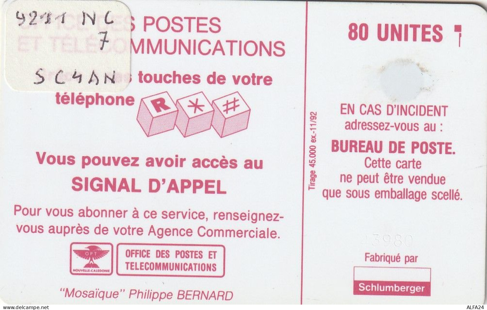 PHONE CARD NUOVA CALEDONIA (E90.21.5 - Nouvelle-Calédonie